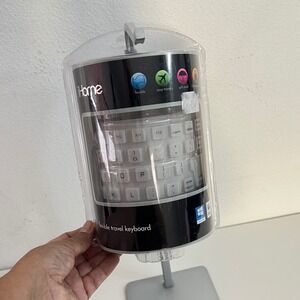 iHome Flexible Travel Keyboard White USB Spill Proof Roll Up IH-K260W NEW